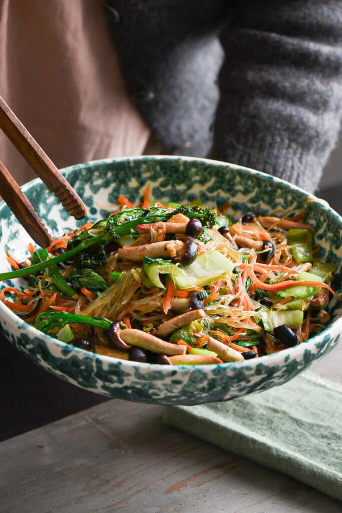 spaghetti di riso con le verdure